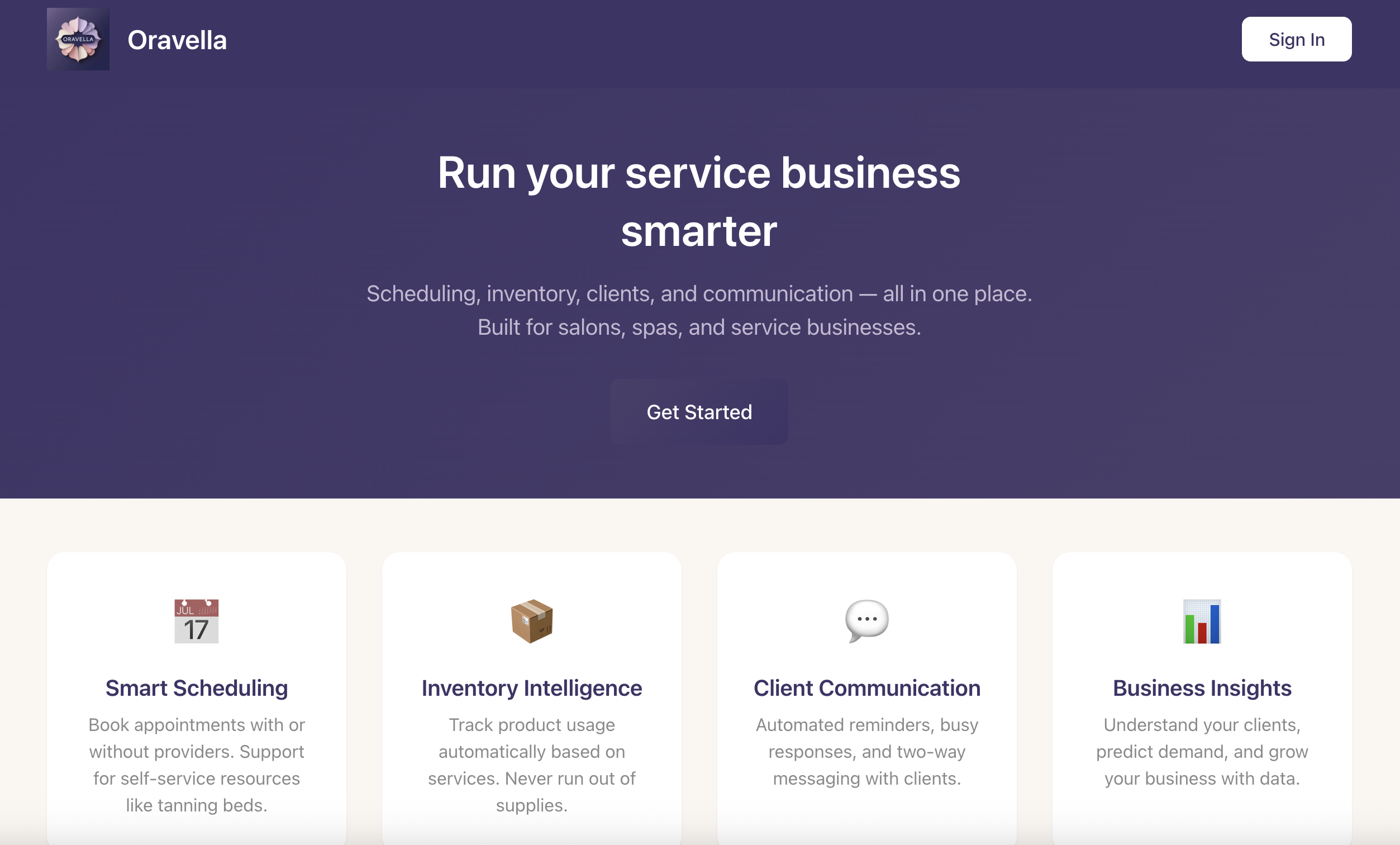 Oravella salon and spa platform